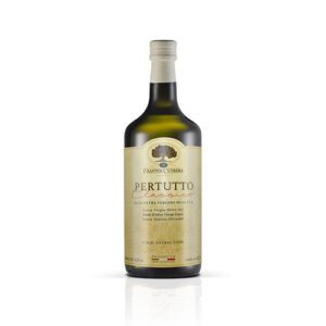 Bottle of Pertutto extra virgin olive oil by Frantoi Cutrera, produced in Sicily